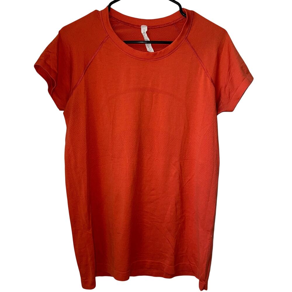 Lululemon Athletic Swiftly Tech Short Sleeve Shirt 2.0 Red Orange Women Size 12